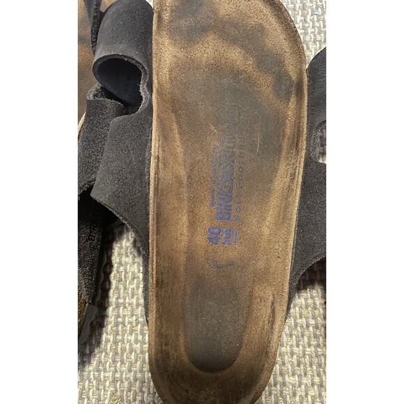 Birkenstock Arizona Sandals Softbed EU 40 260 9 Gray Suede Cork Footbed Slides - Picture 9 of 9
